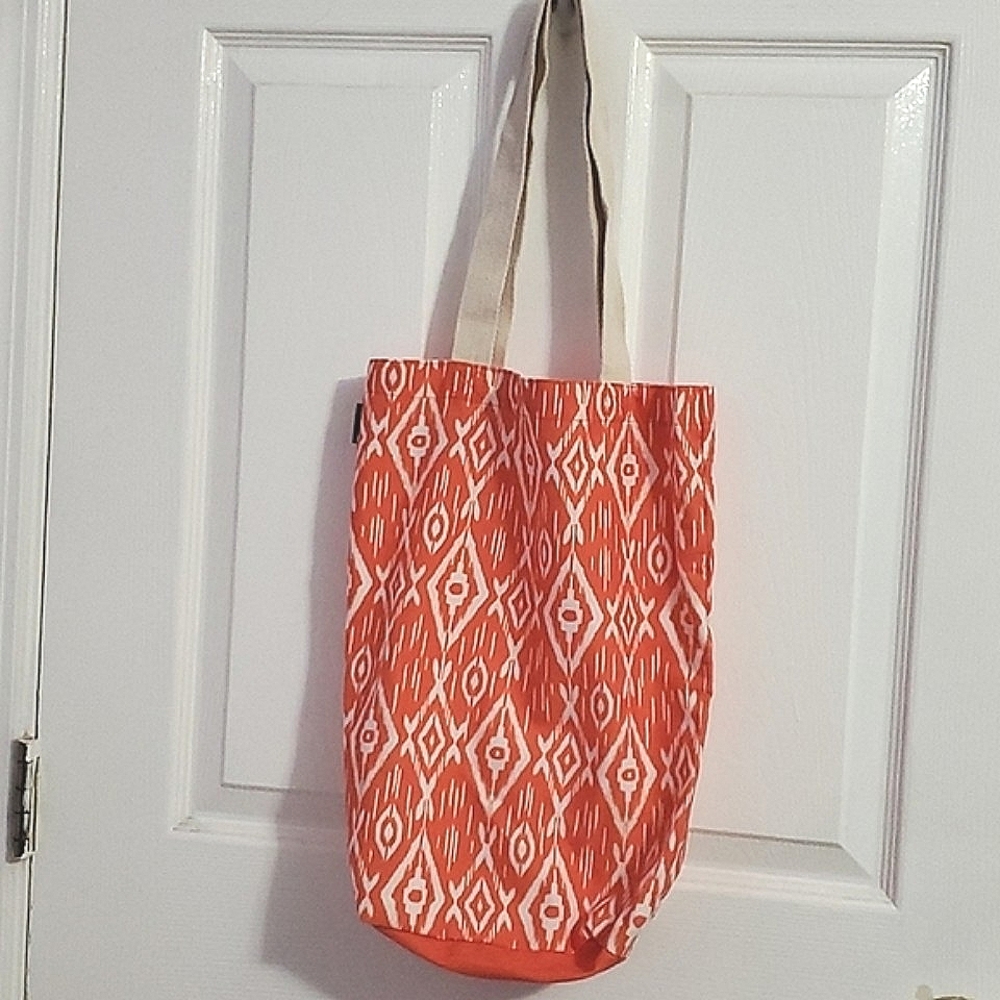 Old Navy Orange Boho Southwestern Cotton Blend Beach Summer Tote Bag